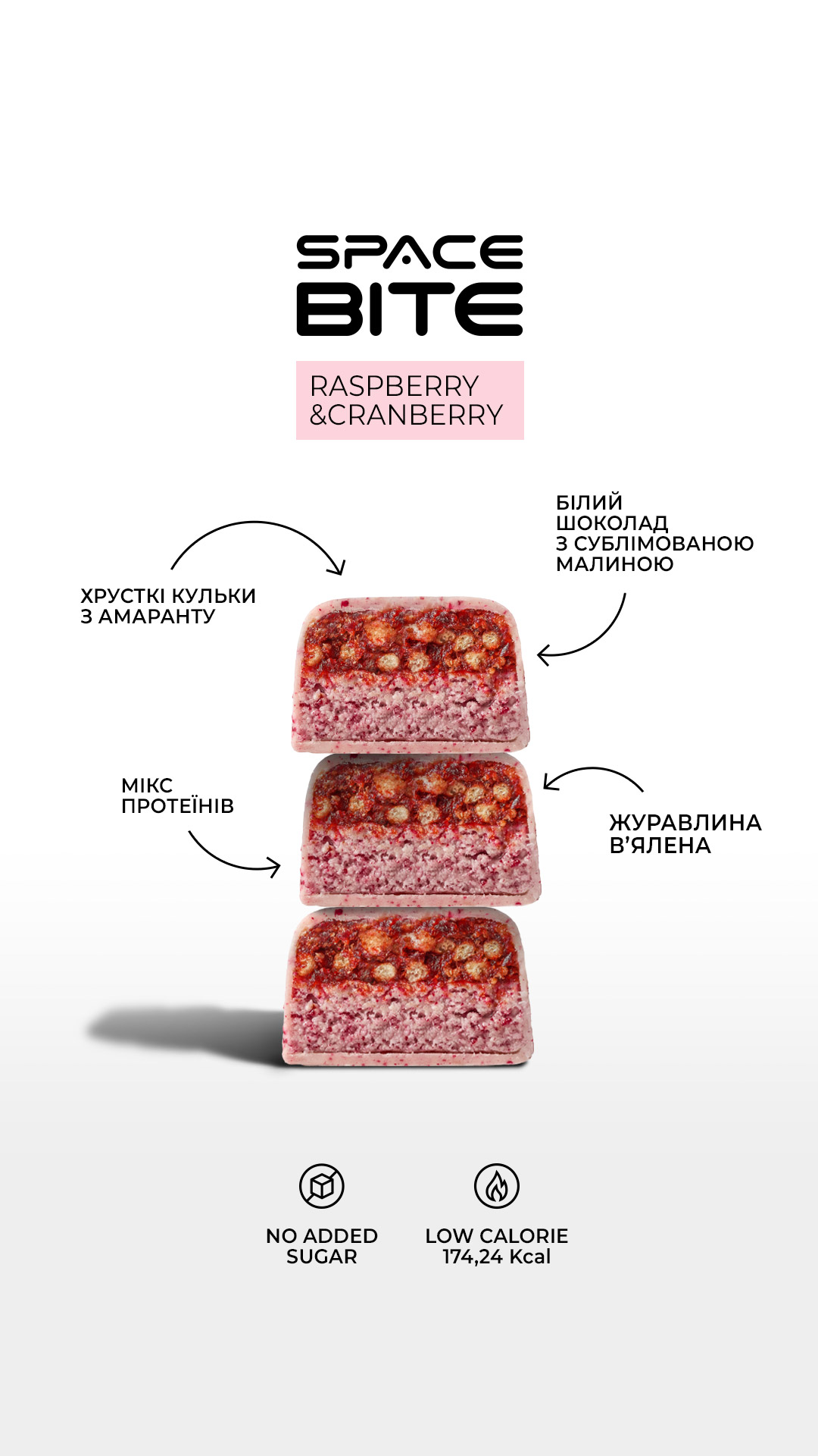 Батончик SPACE BITE - 45 г Малина і журавлина