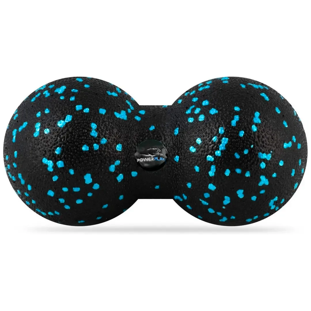 Масажний м'яч подвійний PowerPlay PP-4352 Epp foam Арахіс ball d8*16 cm. Чорно/Блакитний