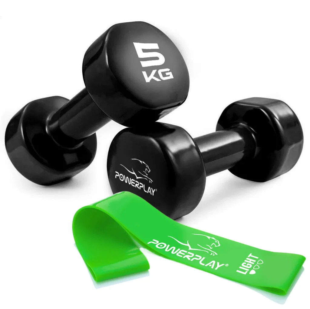 Гантелі вінілові PowerPlay 4125 Achilles 2*5 кг. чорні (пара - 2шт.)