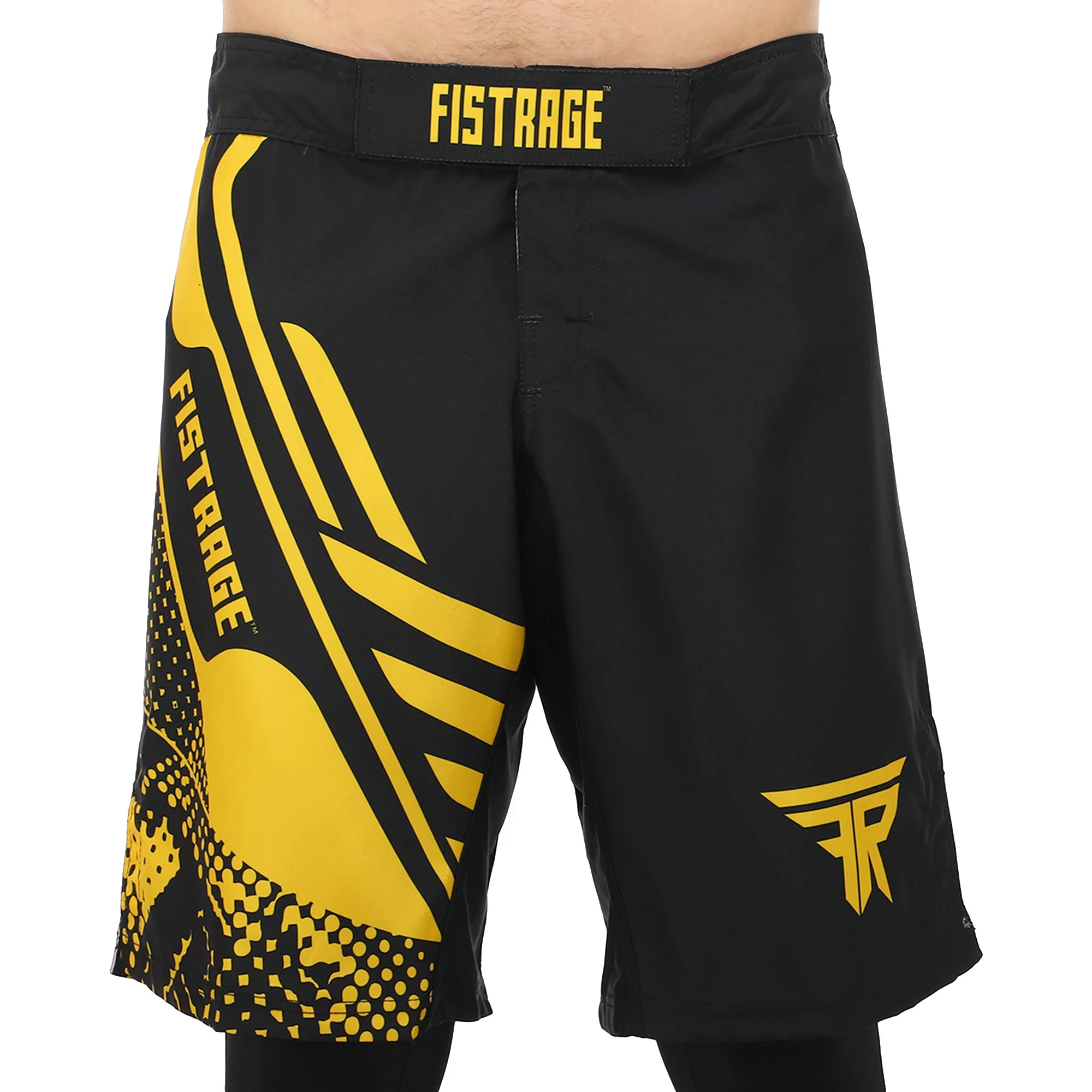 Шорти для змішаних єдиноборств ММА FISTRAGE розмір чорний-жовтий M