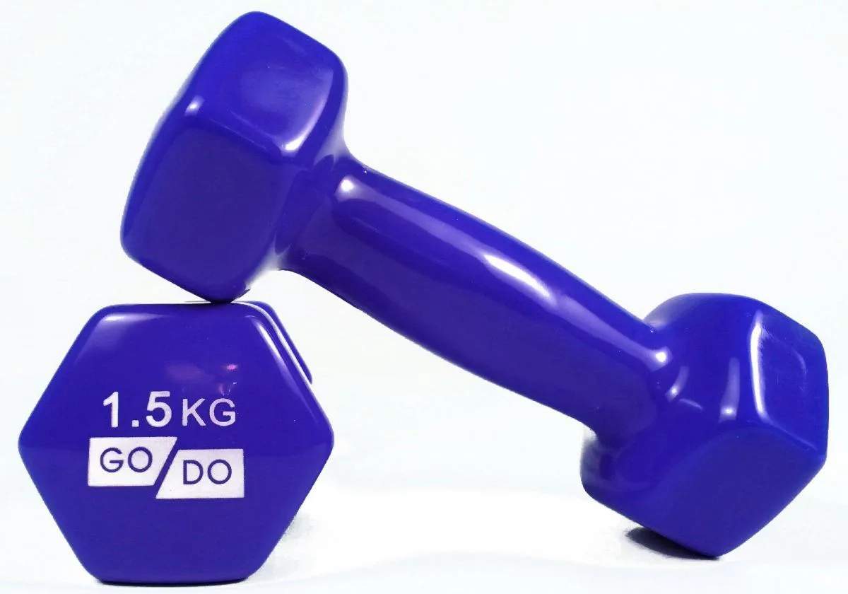 Гантелі для фітнесу з вініловим покриттям 2 шт GoDo GD-1.5BL