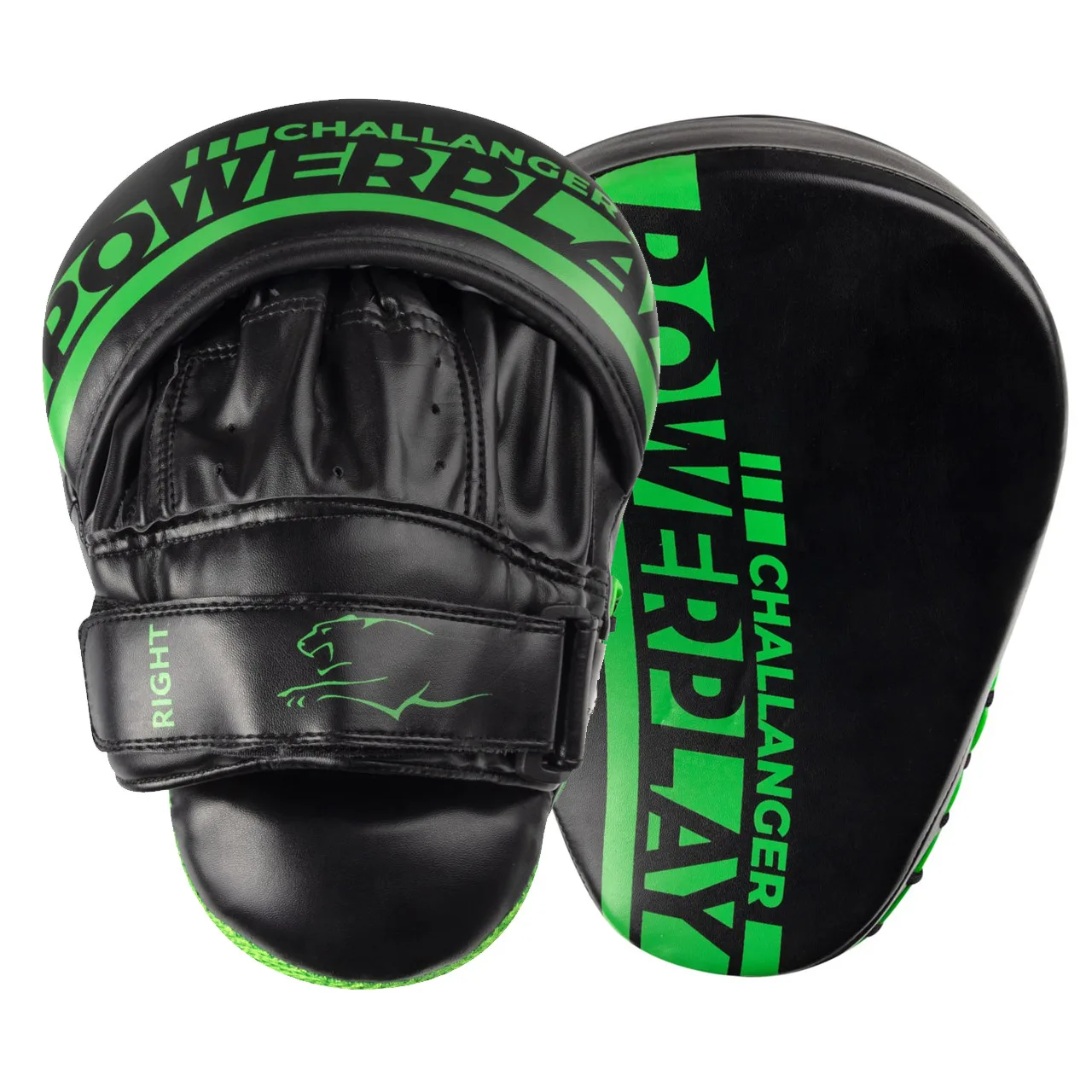 Лапи боксерські PowerPlay 3041 чорно зелені PU [пара]