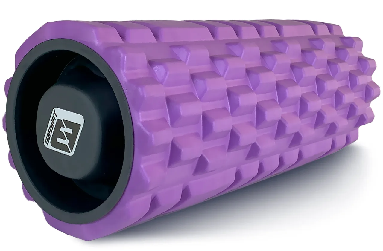 Масажний ролик EasyFit Grid Roller 33 см v.1,1 міцний масажер фіолетовий