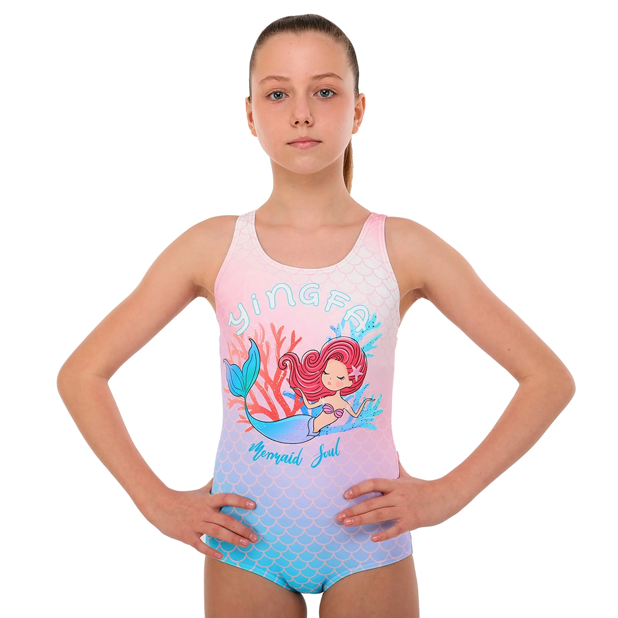 YINGFA Children's One-Piece Swimming Suit Pink-Blue - 6