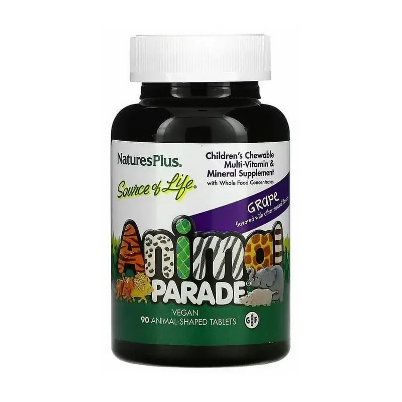 Animal Parade Children's Multi-vitamin & Mineral - 90 таблеток в форме животных виноград