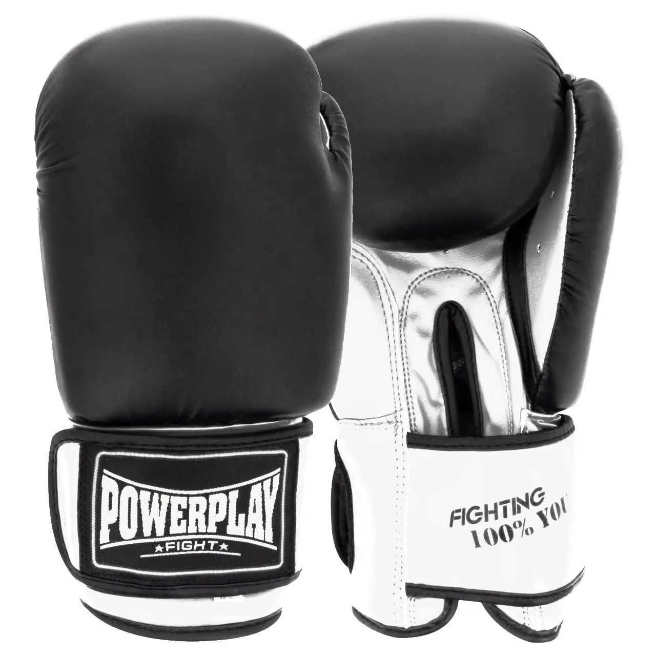 Боксерські рукавиці PowerPlay 3004 Classic чорно-білі 14 унцій