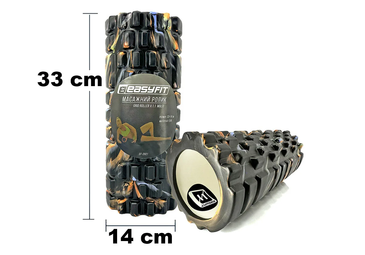 Масажний ролик EasyFit Grid Roller 33 см v.1,1 Multi чорний