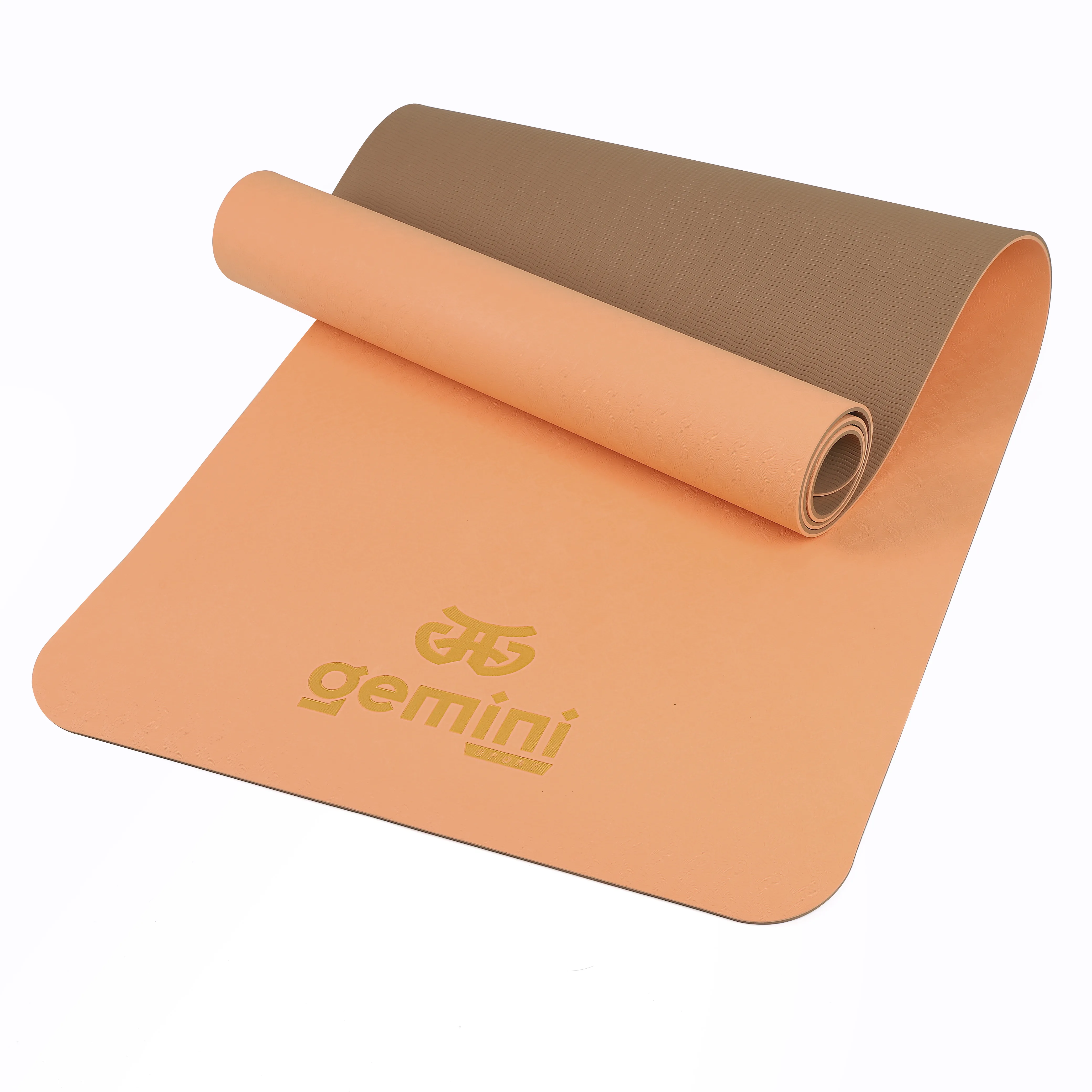 Килимок для фітнесу та йоги Sport TPE+TC 6 мм - помаранчевий/коричневий