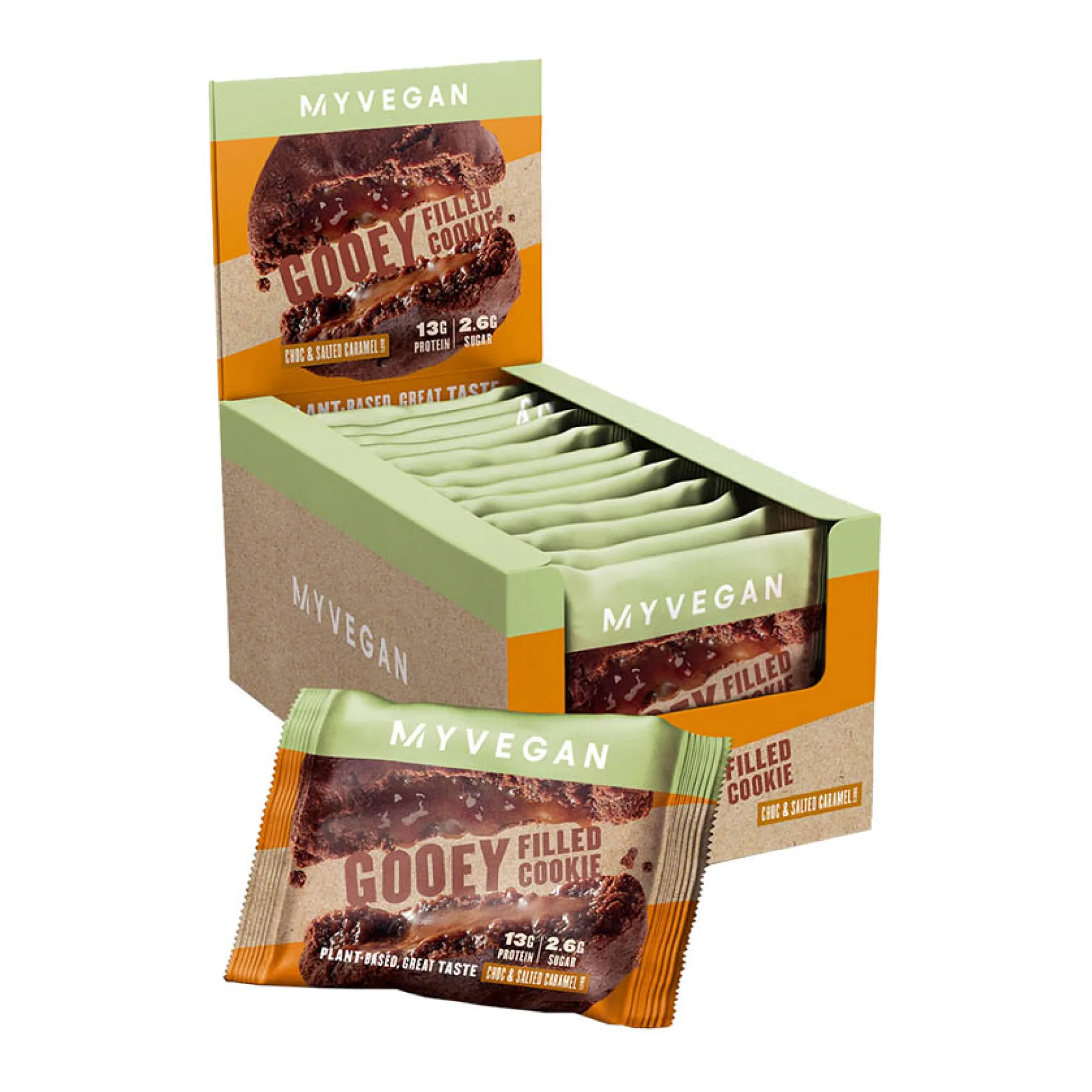 Vegan Filled Protein Cookie - 12x75 г подвійний шоколад та карамель