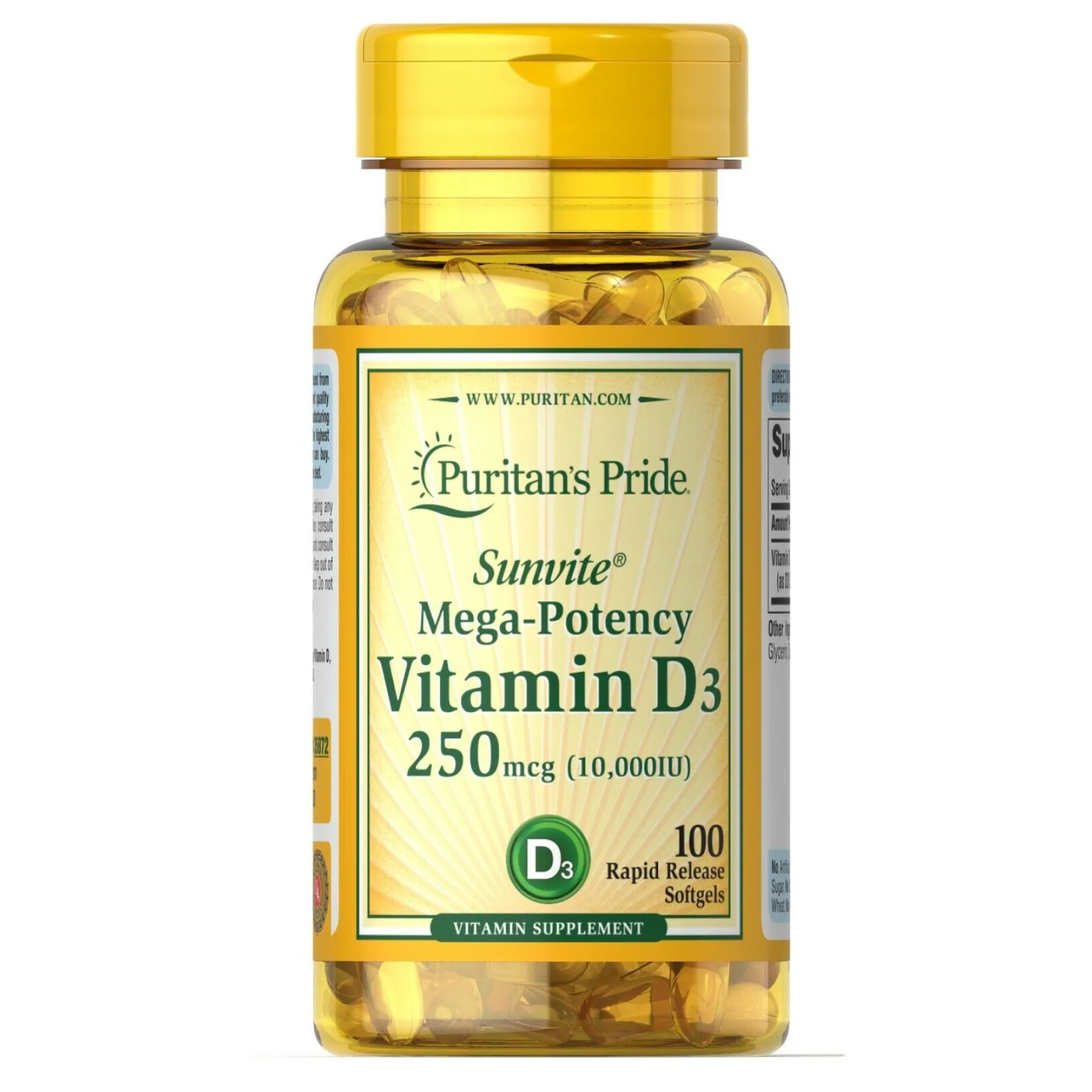 Vitamin D3 250 мкг(10000 IU) Mega-Potency - 100 софтгель