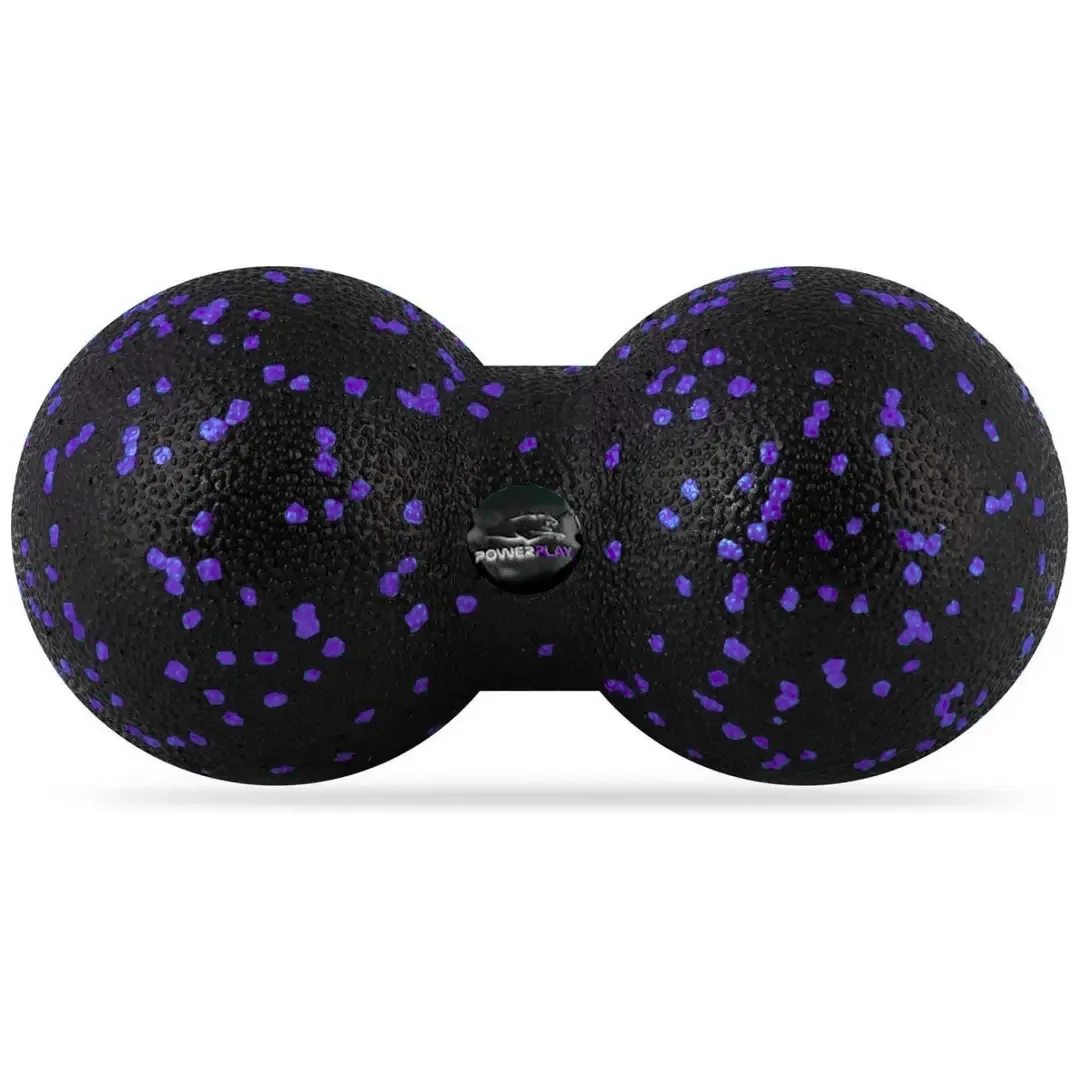 Масажний м'яч подвійний PowerPlay PP-4352 Epp foam Арахіс ball d8*16 cm. Чорно/Фіолетовий
