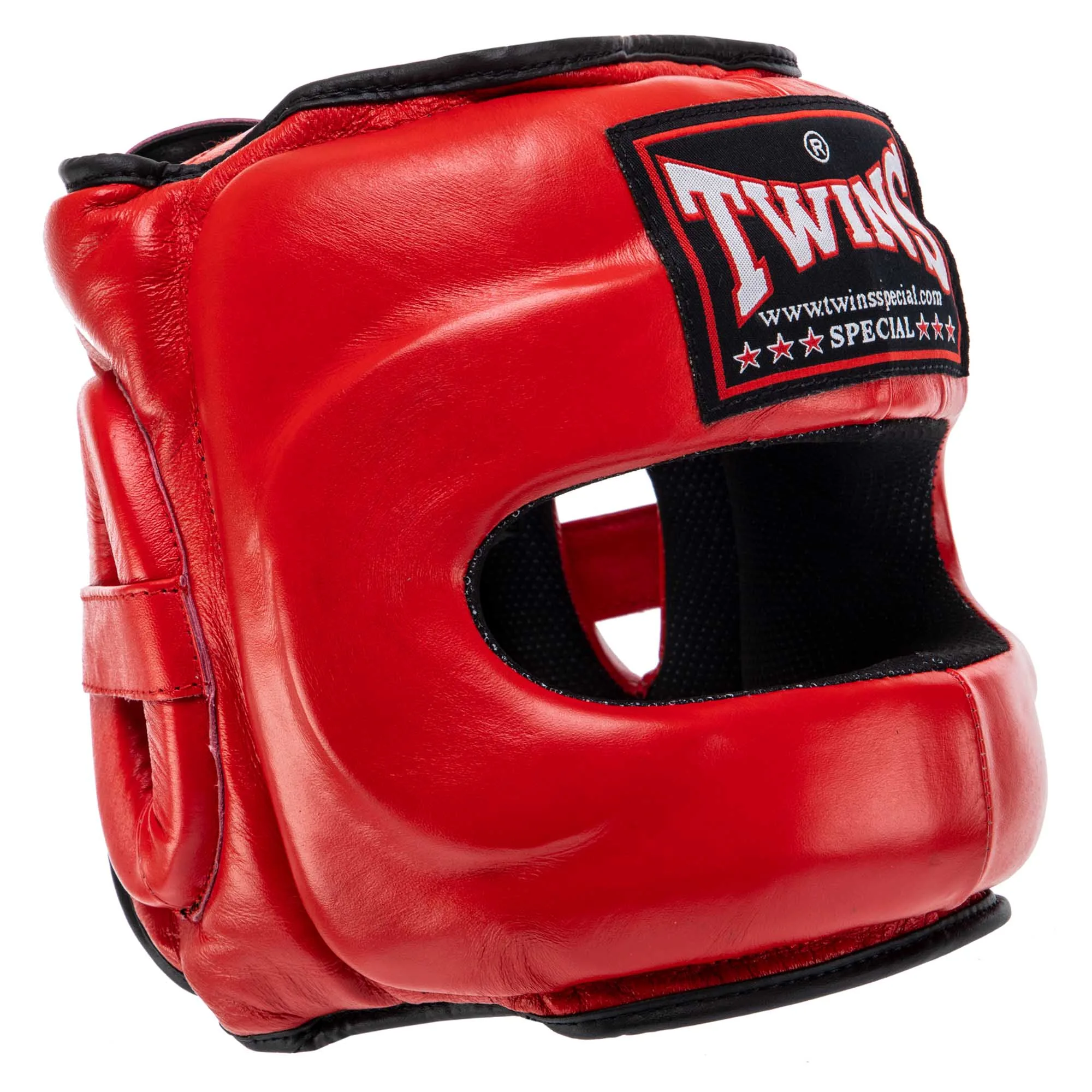 Шолом боксерський з бампером шкіряний TWINS STEEL FRAME Червоний L