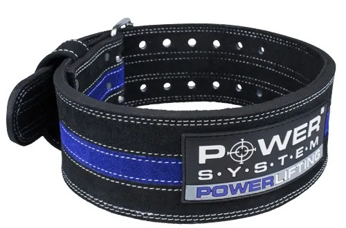 Пояс для пауерліфтингу Power System PS-3800 PowerLifting шкіряний Black/Blue Line - XXL