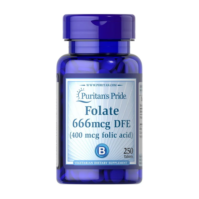 Folate 666 мкг DFE Folic Acid - 400 мкг 250 таблетка