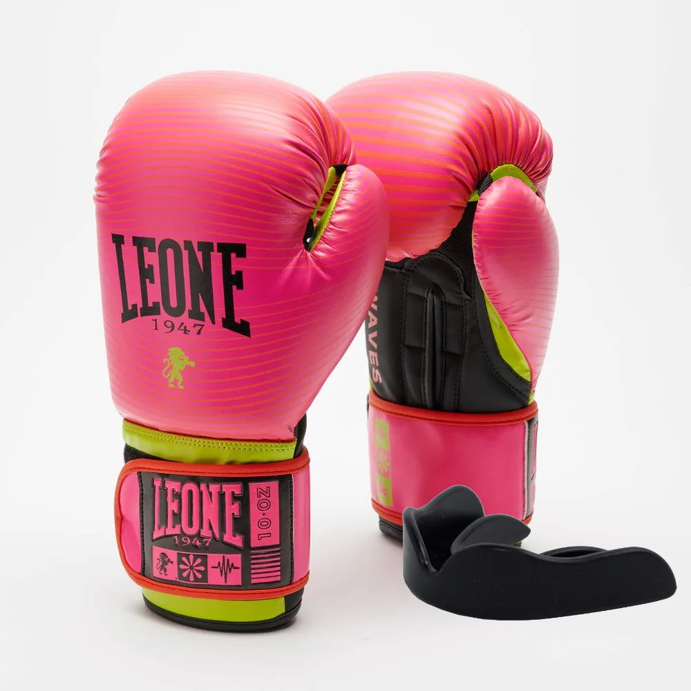 Боксерські рукавиці Leone GN313 WAVES Fuxia 10 унцій (капу в комплекті)