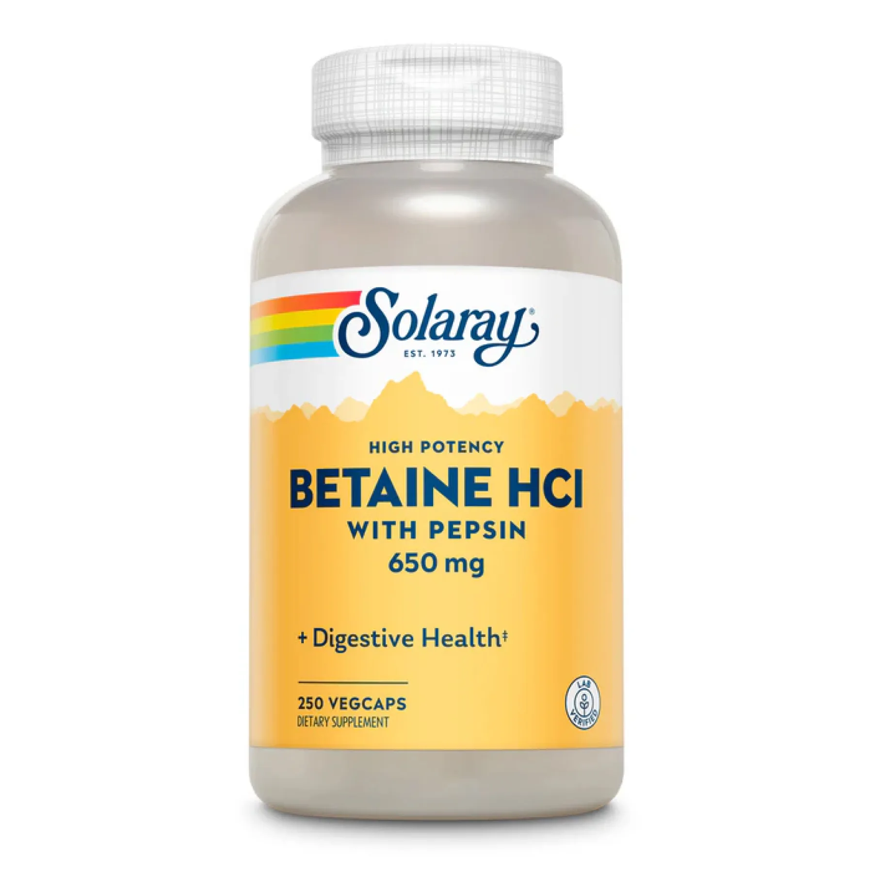 High Potency Betaine HCl with Pepsin 650 мг - 250 капсул