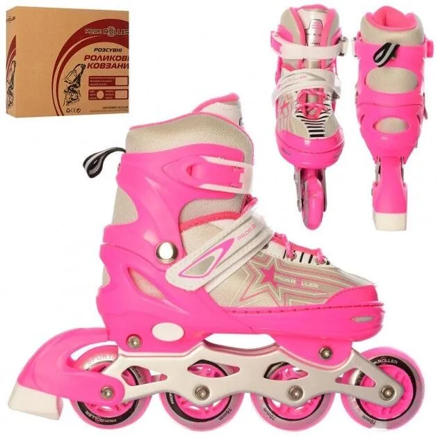 Ролики Profi Roller A 4138-S-P розмір 31-34 рожевий-білий