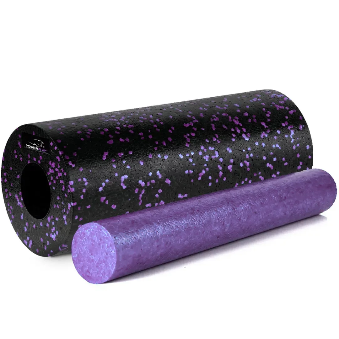 Масажний ролик роллер гладкий PowerPlay PP-4348 2 in 1-EPP Foam Roller Чорно/Фіолетовий 33x14 см.