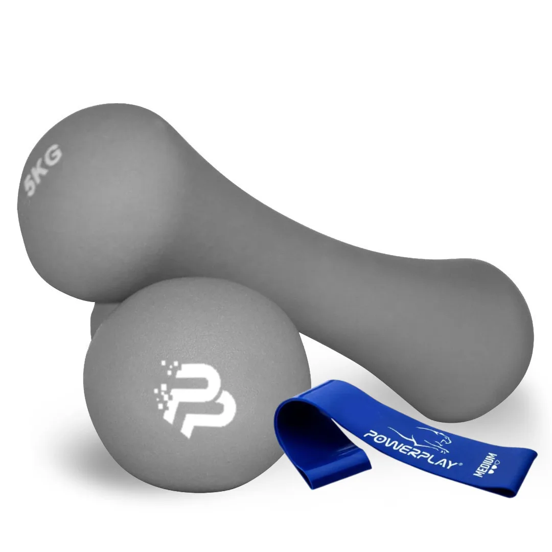 Гантель неопренова PowerPlay 4126 Spartacus 2*5 кг. сіріі (2шт.)