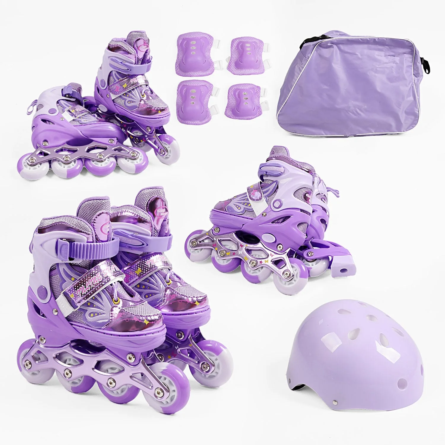 Ролики с защитой размер 35-38 фиолетовый M