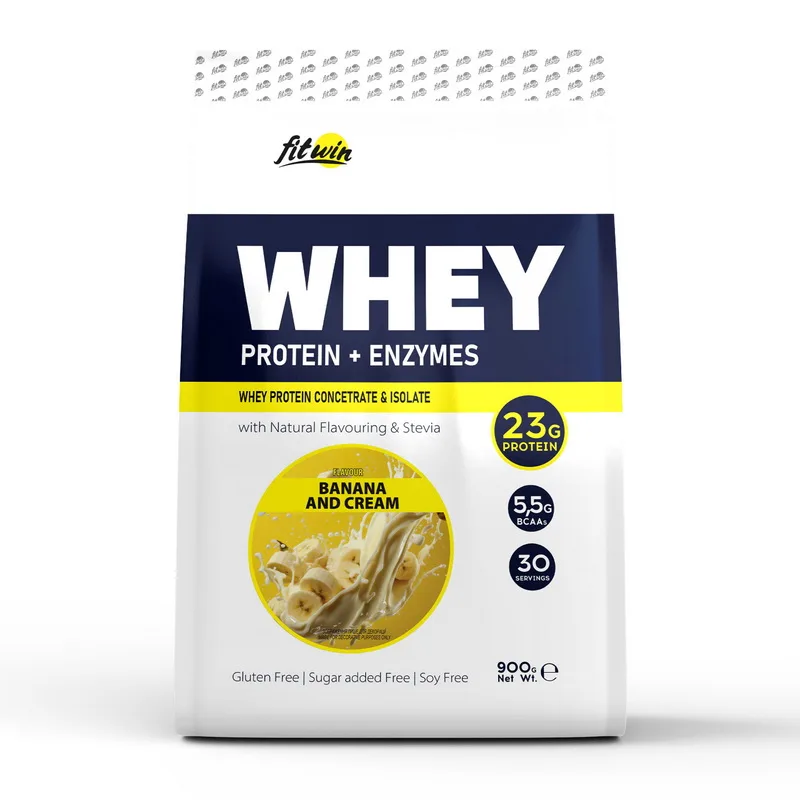 Whey Protein + Enzymes - 900 г банан і вершки