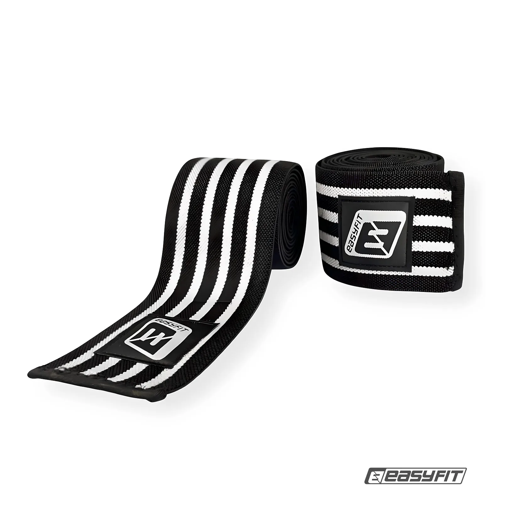 Бинт для присідань EasyFit фіксатор колінного суглоба (чорно-білий)