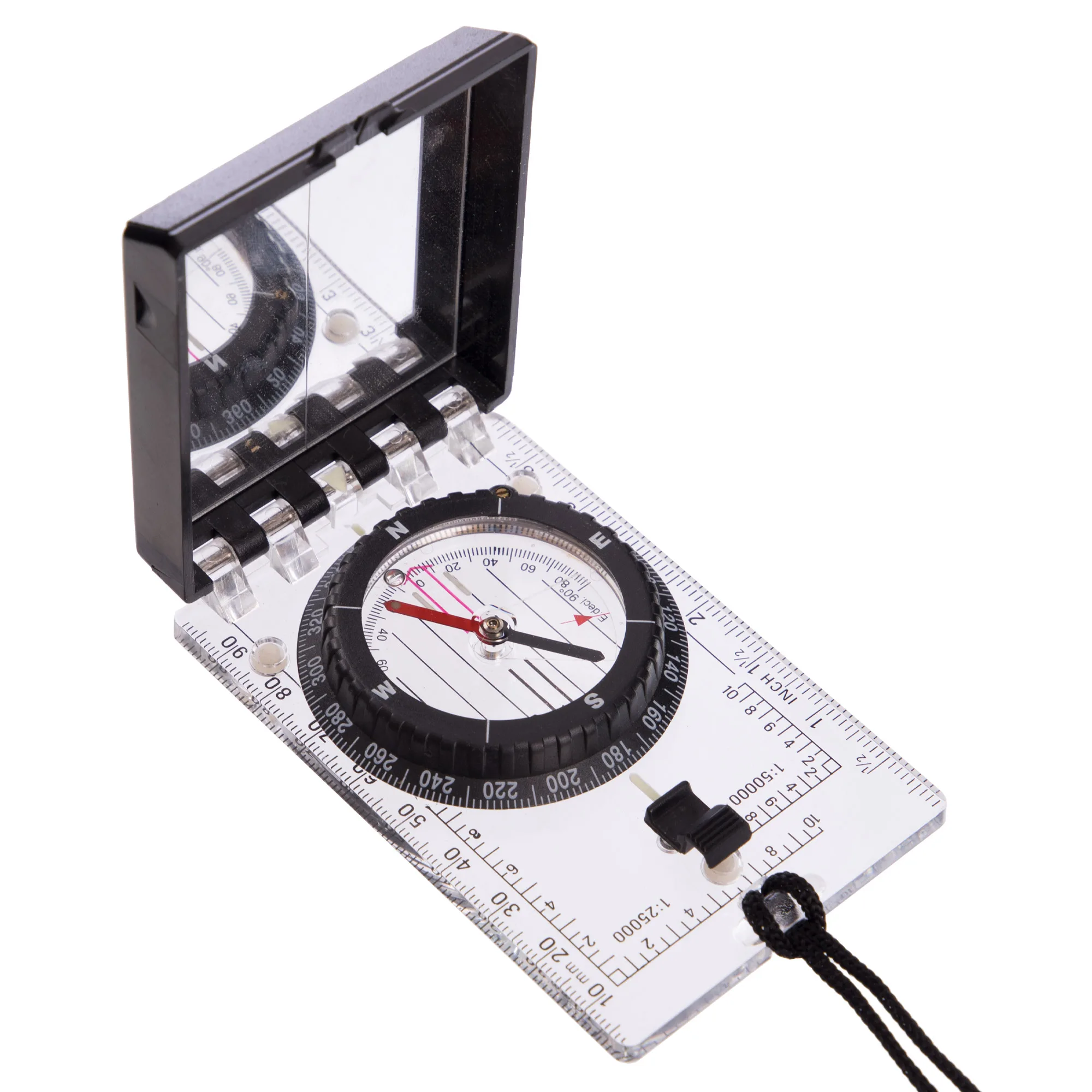 Компас жидкостный планшетный в закрытом корпусе с зеркалом - 100x63 мм