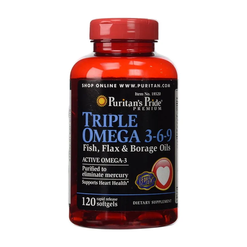Triple Omega 3 6 9 Fish Flax & Borage Oils - 120 софтгель