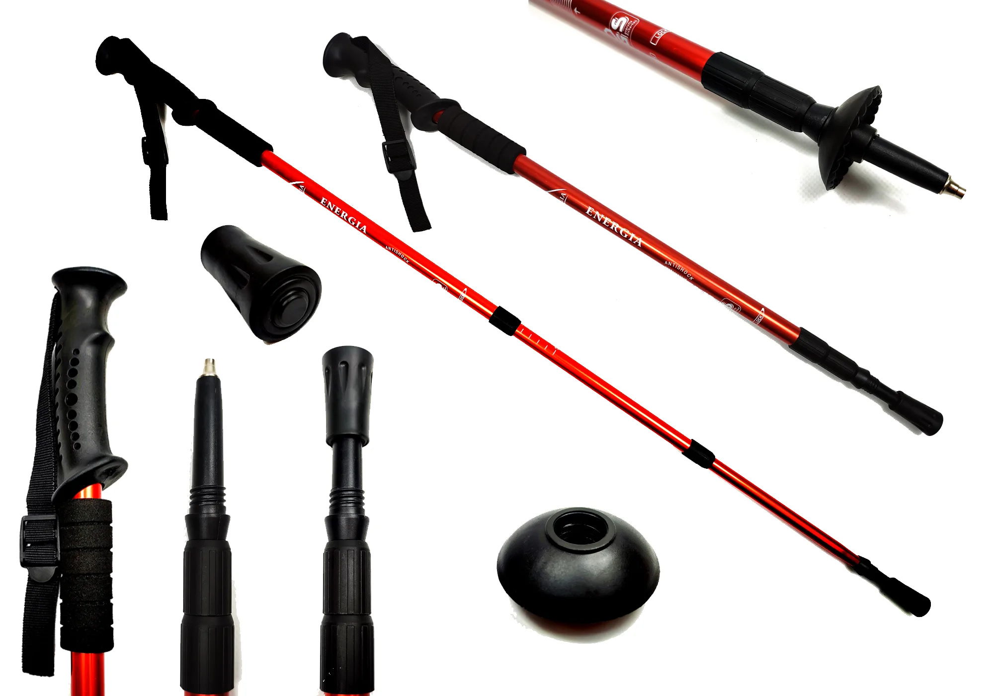 Палка для скандинавской ходьбы EasyFit Energia красная