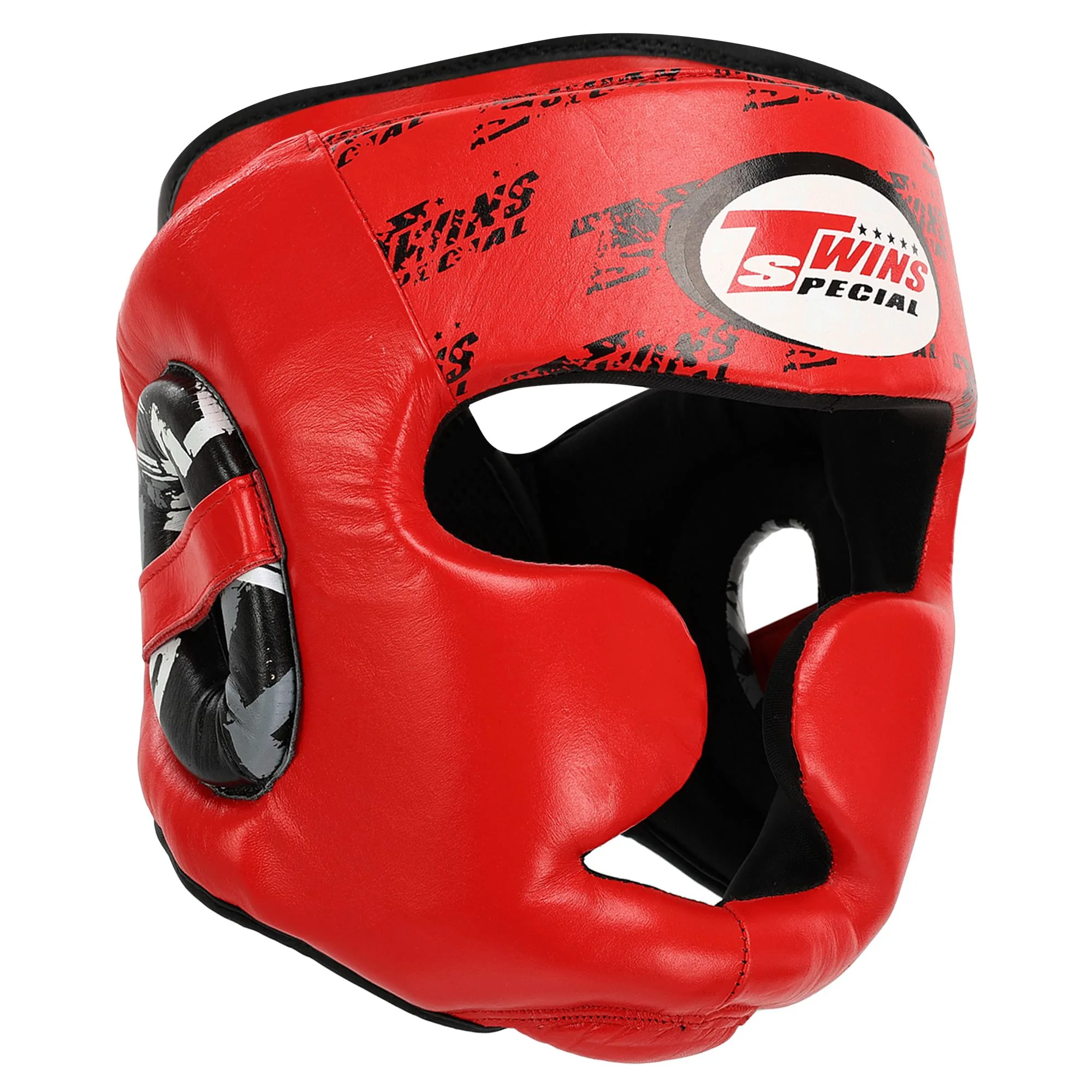Шолом боксерський з повним захистом шкіряний TWINS розмір Червоний S
