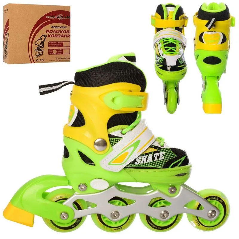 Ролики Profi Roller A 4123-S-GR розмір 31-34 зелений-жовтий