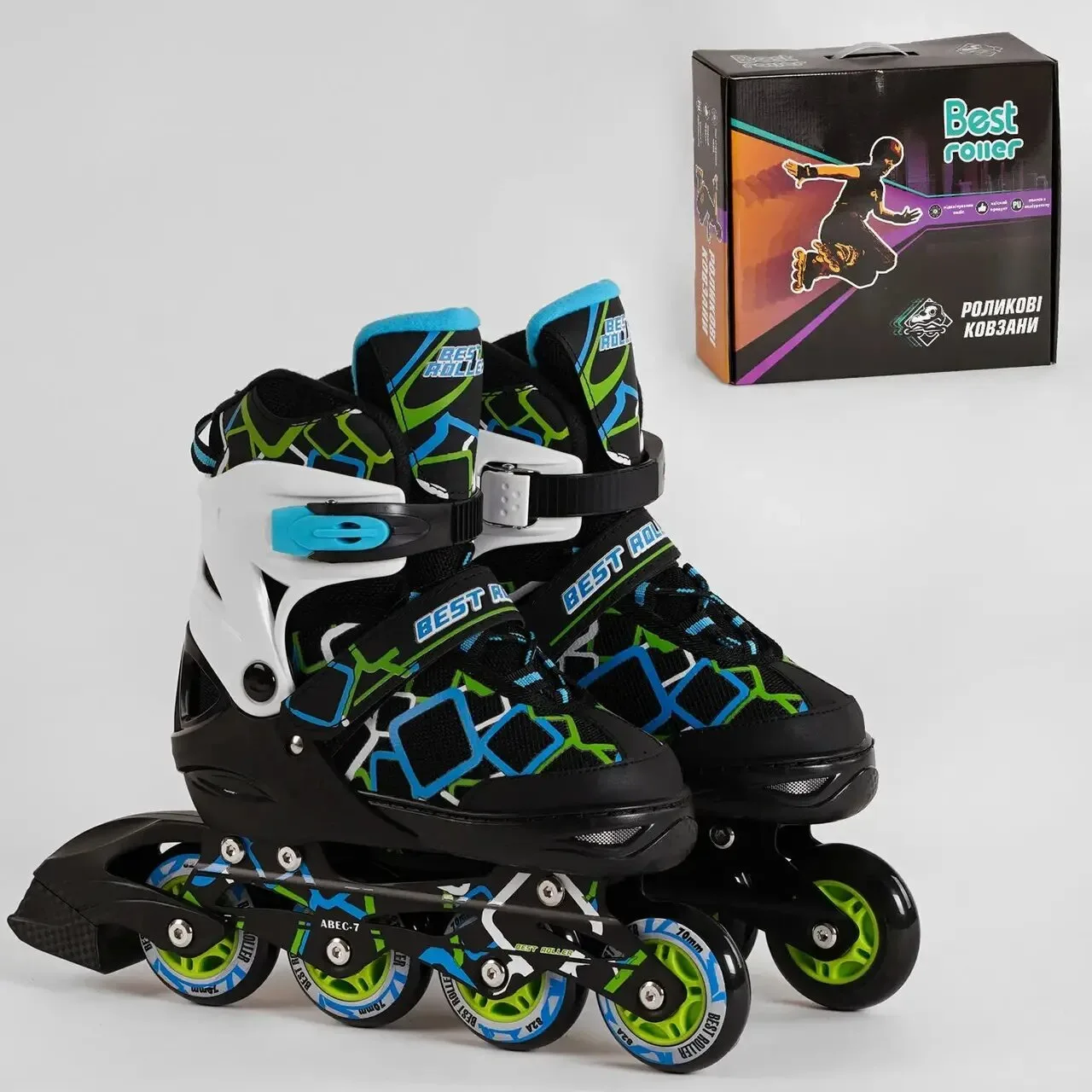 Ролики BEST ROLLER розмір 35-38 чорно-зелено-синій