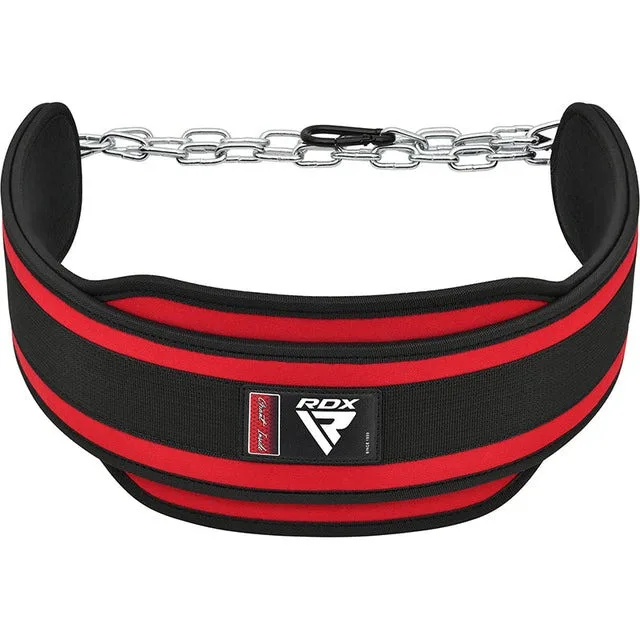 Пояс для обтяжень з ланцюгом RDX PRO DIPPING BELT 2 LAYER неопреновий Red універсальний