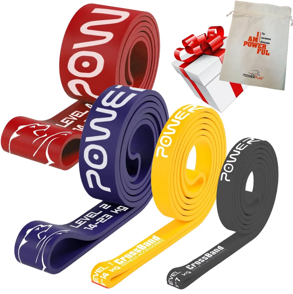 Эспандер-петля (резинка для фитнеса и кроссфита) PowerPlay PP_0014 набор 4шт. сопротивление 2-39 кг. (всего 83 кг.)