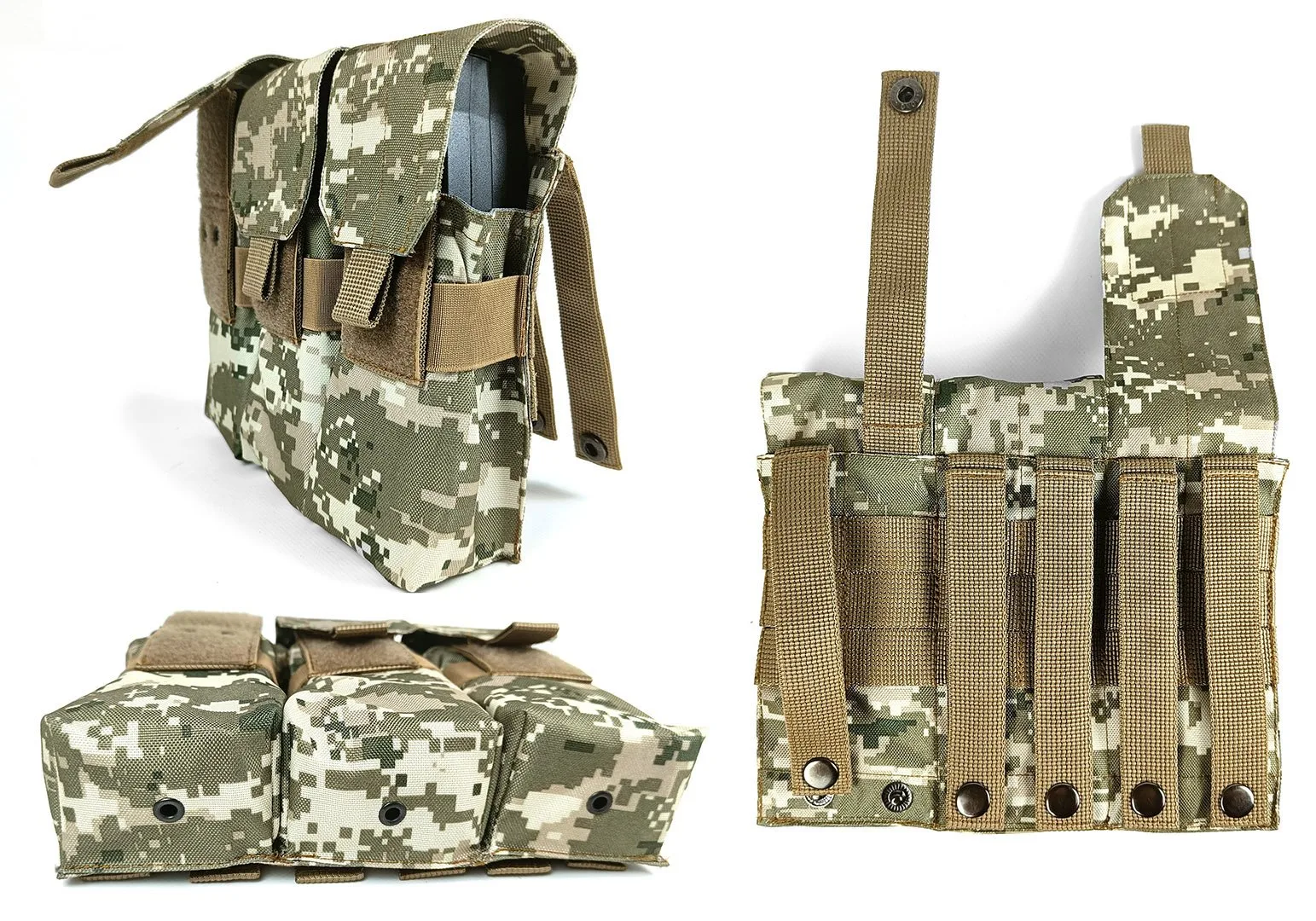 Подсумок под 6 магазинов АК/РПК тройной пиксель ЗСУ MM-14 (MOLLE, подсумок на разгрузку, жилет, РПС)