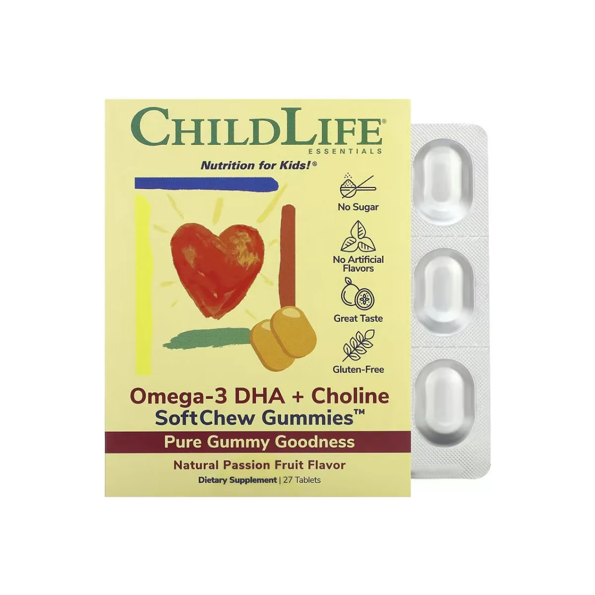 Omega-3 DHA + Choline - 27 таблеток природна пасифлора