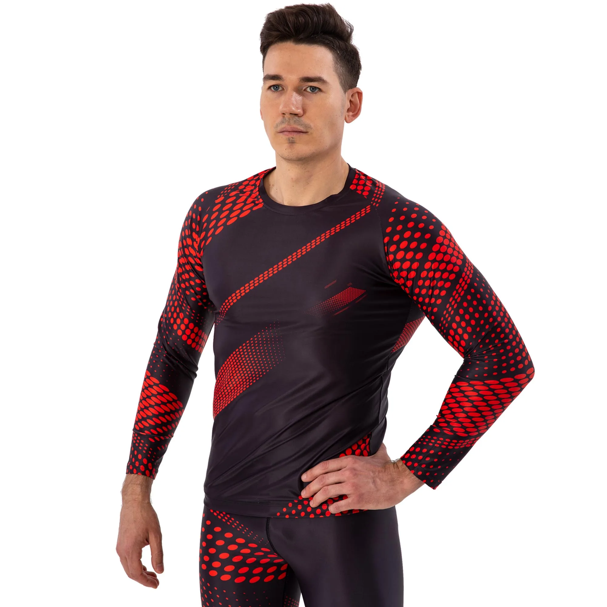 Рашгард лонгслів чоловічий Domino чорний-червоний TC210-13 - S