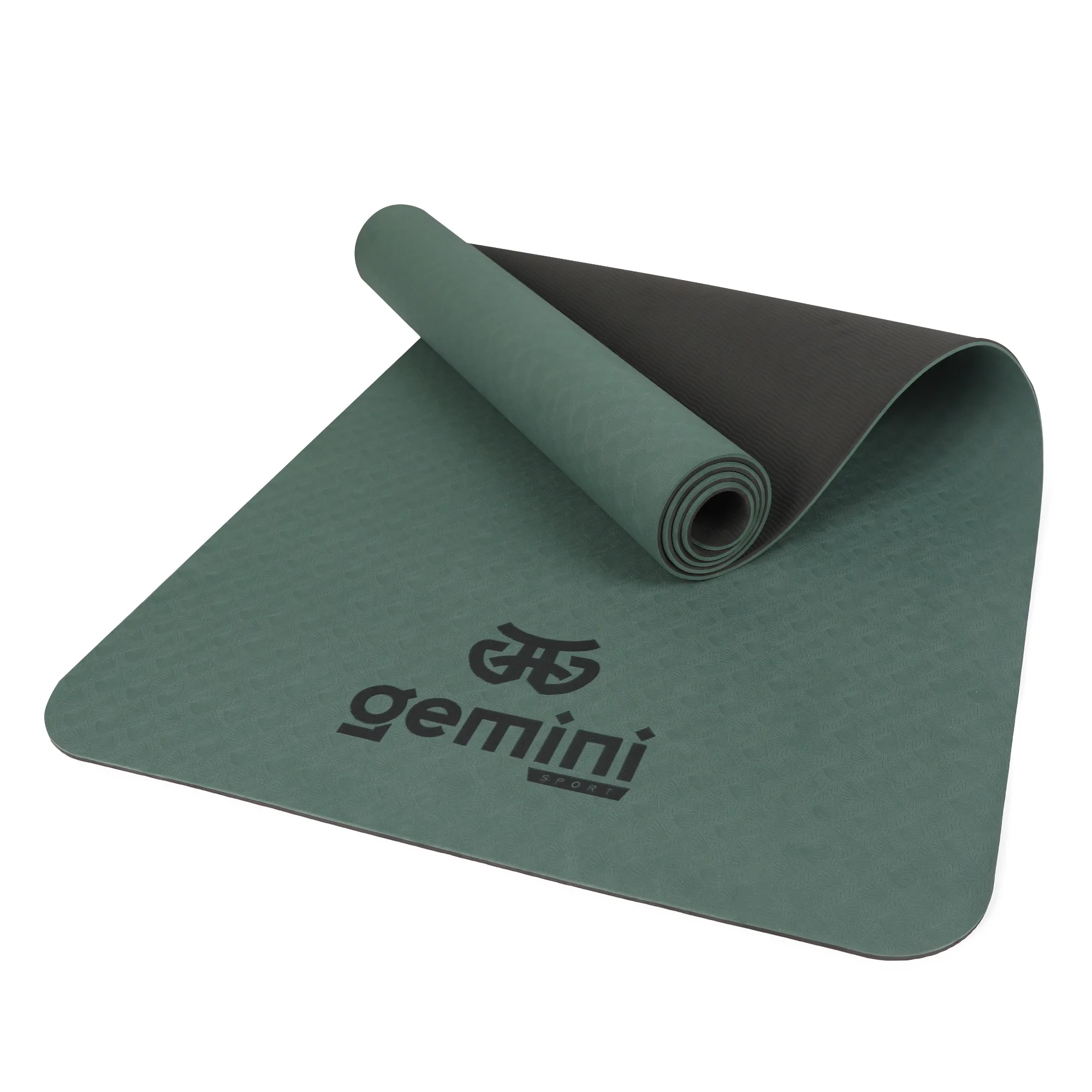 Килимок для фітнесу та йоги Sport TPE+TC 6 мм - Темно-Зелений-Чорний