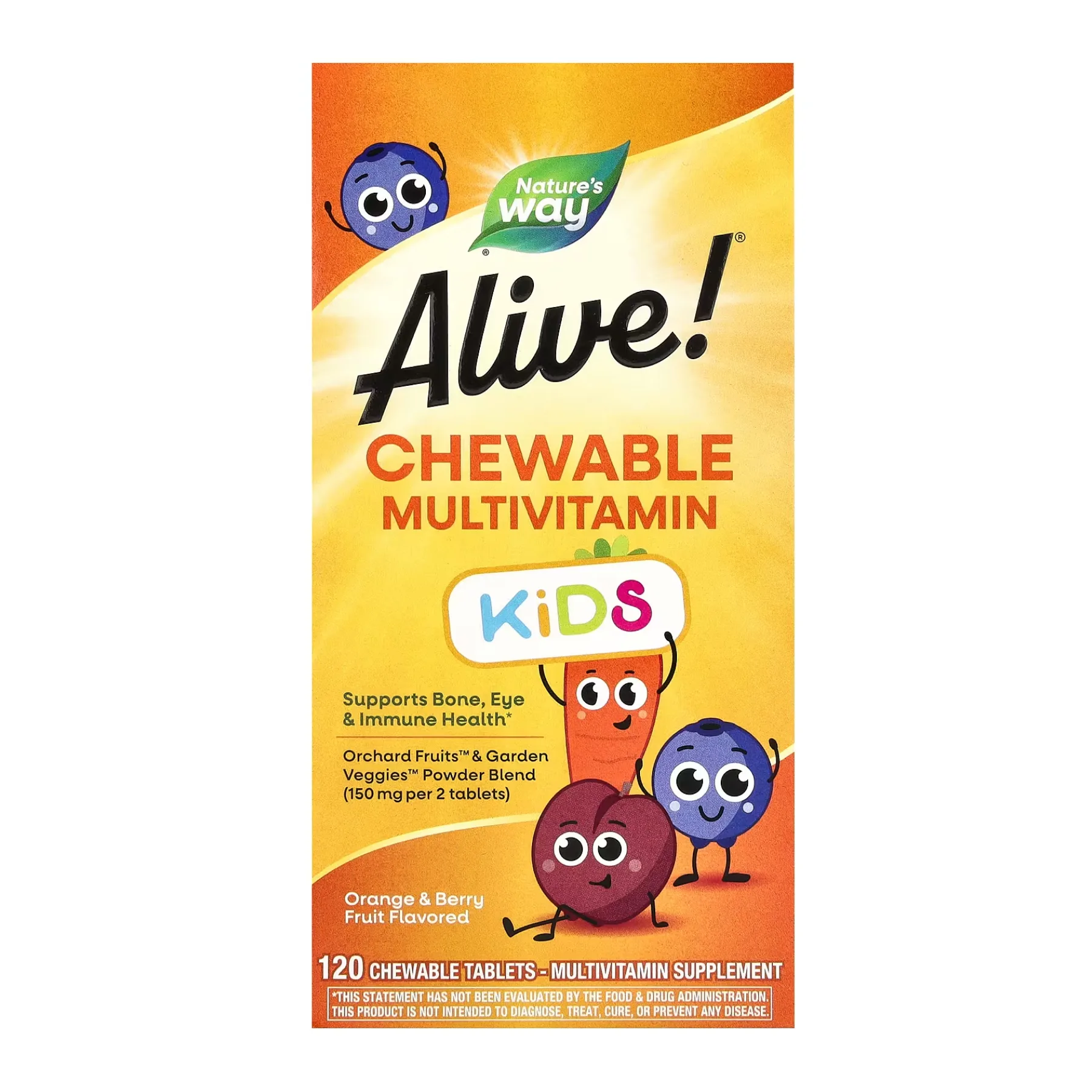 Alive! Children's жувальні Multivitamin - 120 таблеток апельсин і ягода