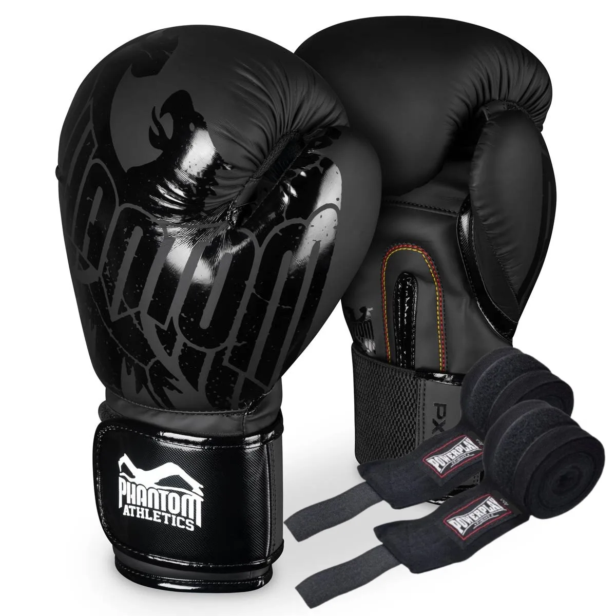 Боксерські рукавиці Phantom Germany Eagle Black 14 унцій (бинти 4 м. в подарунок)