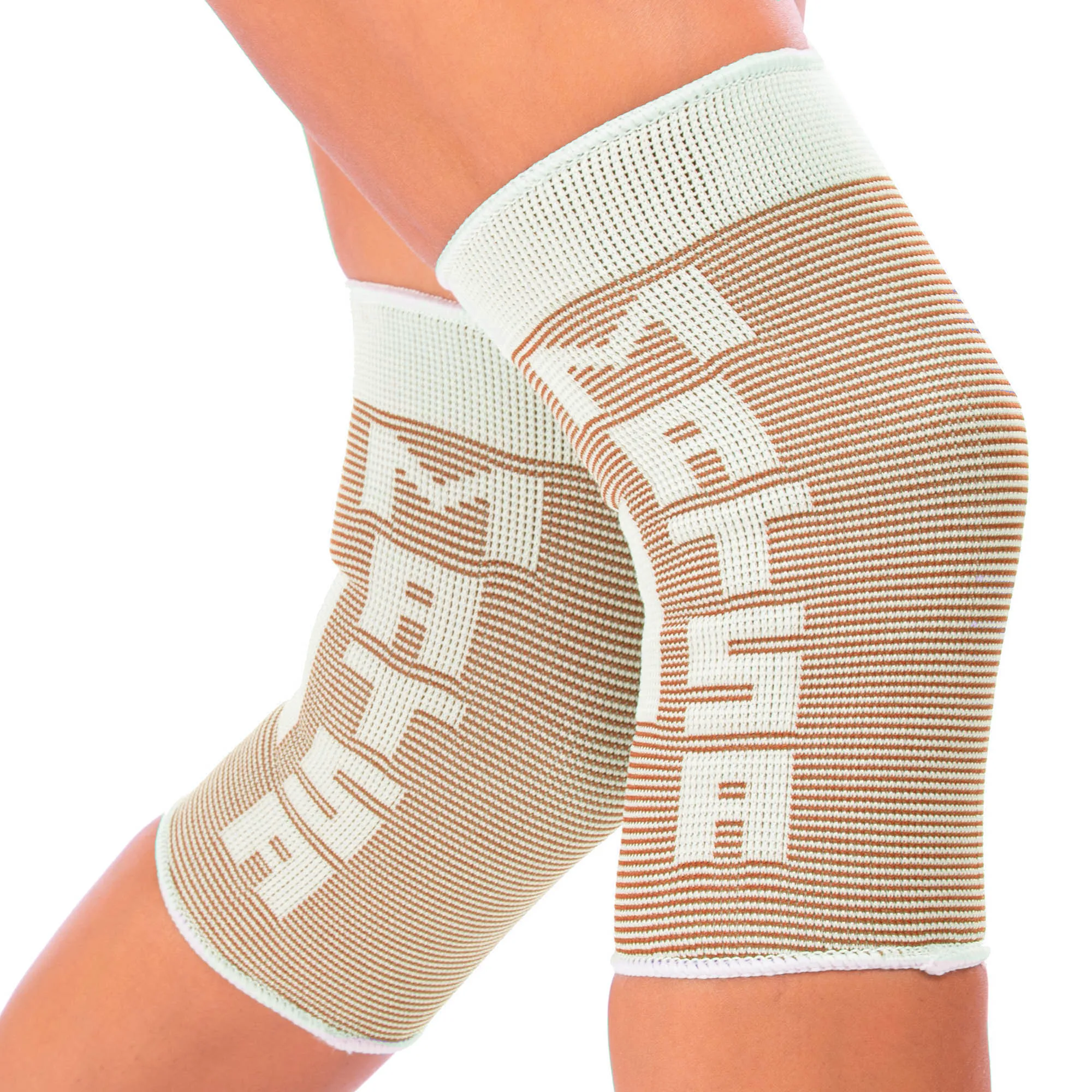 Наколінник еластичний бандаж MATSA 2 шт M - Білий/Бежевий