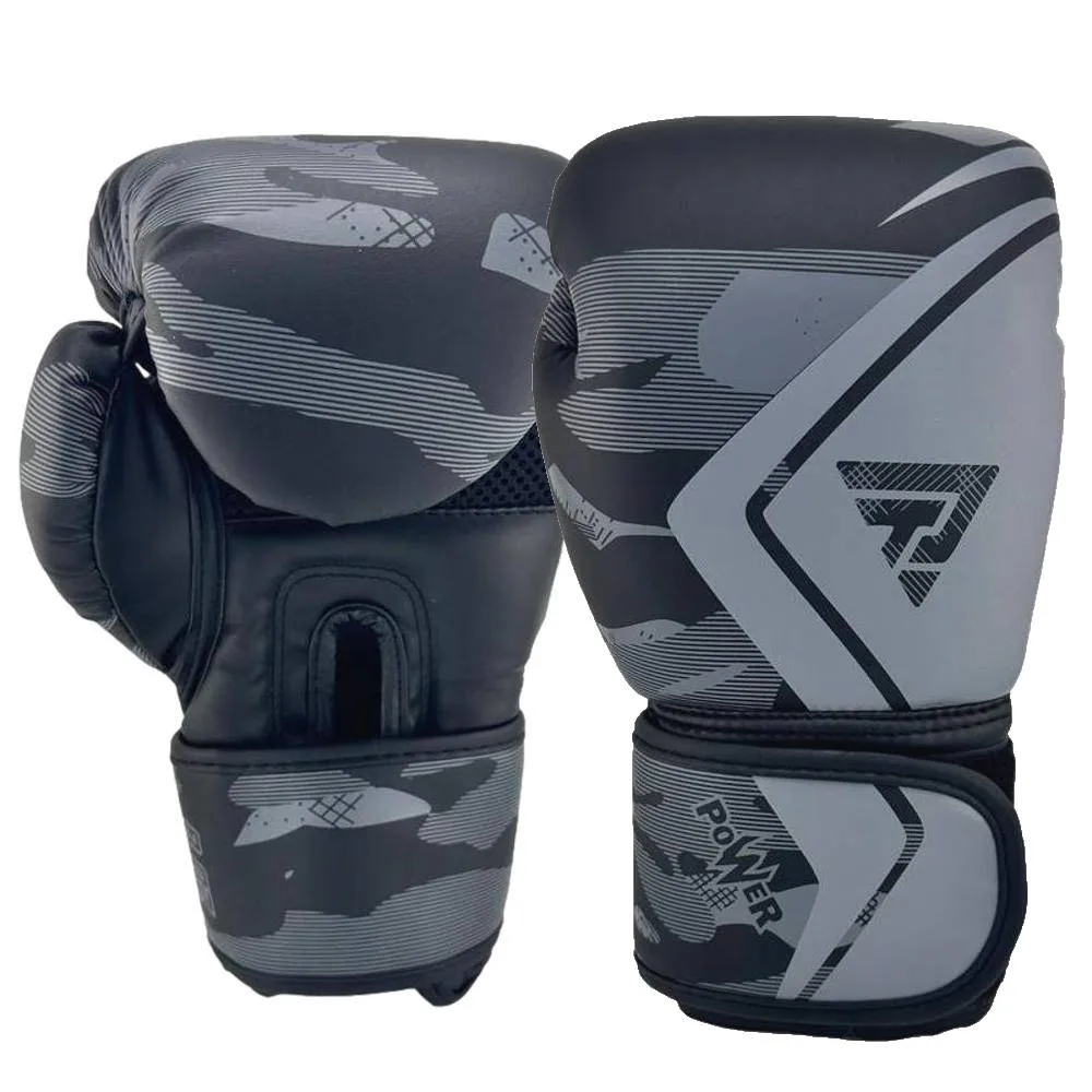 Рукавички боксерські Power 8 унцій - чорний-сірий