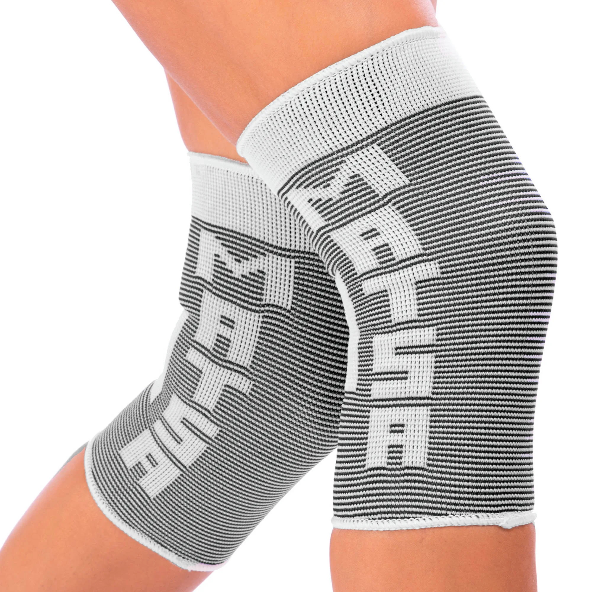 Наколінник еластичний бандаж MATSA 2 шт L - Білий-чорний