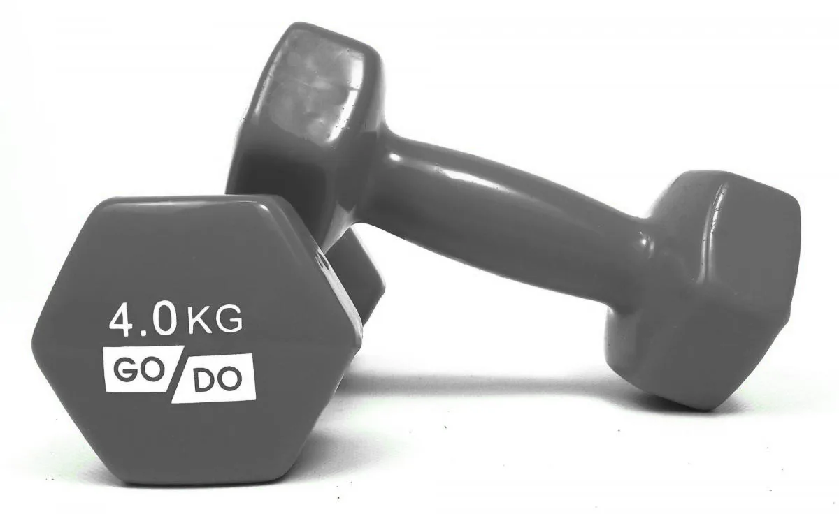 Гантелі для фітнесу з вініловим покриттям GoDo 2 шт по - 4 кг Сірі GD-4.0 Сірий