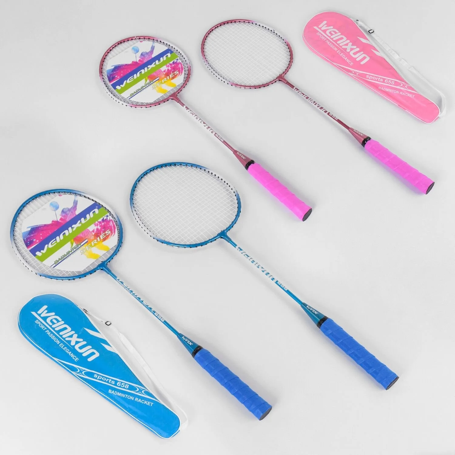 Бадмінтон Weinixun Sport-658, 2 кольори, 2 ракетки в чохлі синій