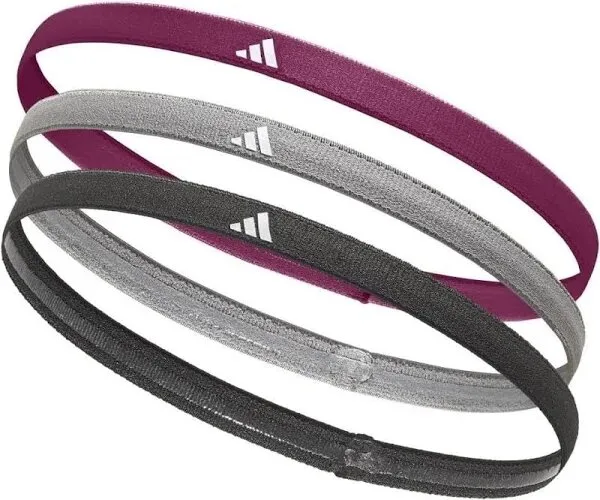 Пов'язка на голову Adidas Hairbands 3pk чорний, сірий, бордовий універсальний One Size (оригінал)