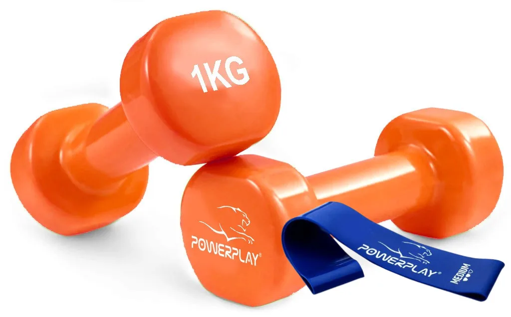 Гантелі вінілові PowerPlay 4125 Achilles 2*1 кг. помаранчеві (пара - 2шт.)