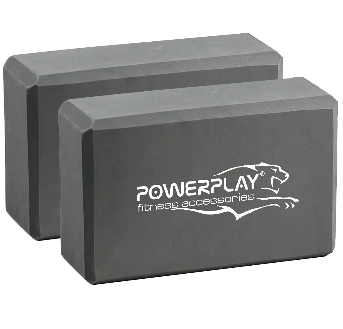 Yoga Blocks 2 pcs. PowerPlay 4006 Yoga Brick EVA Grey (pair)