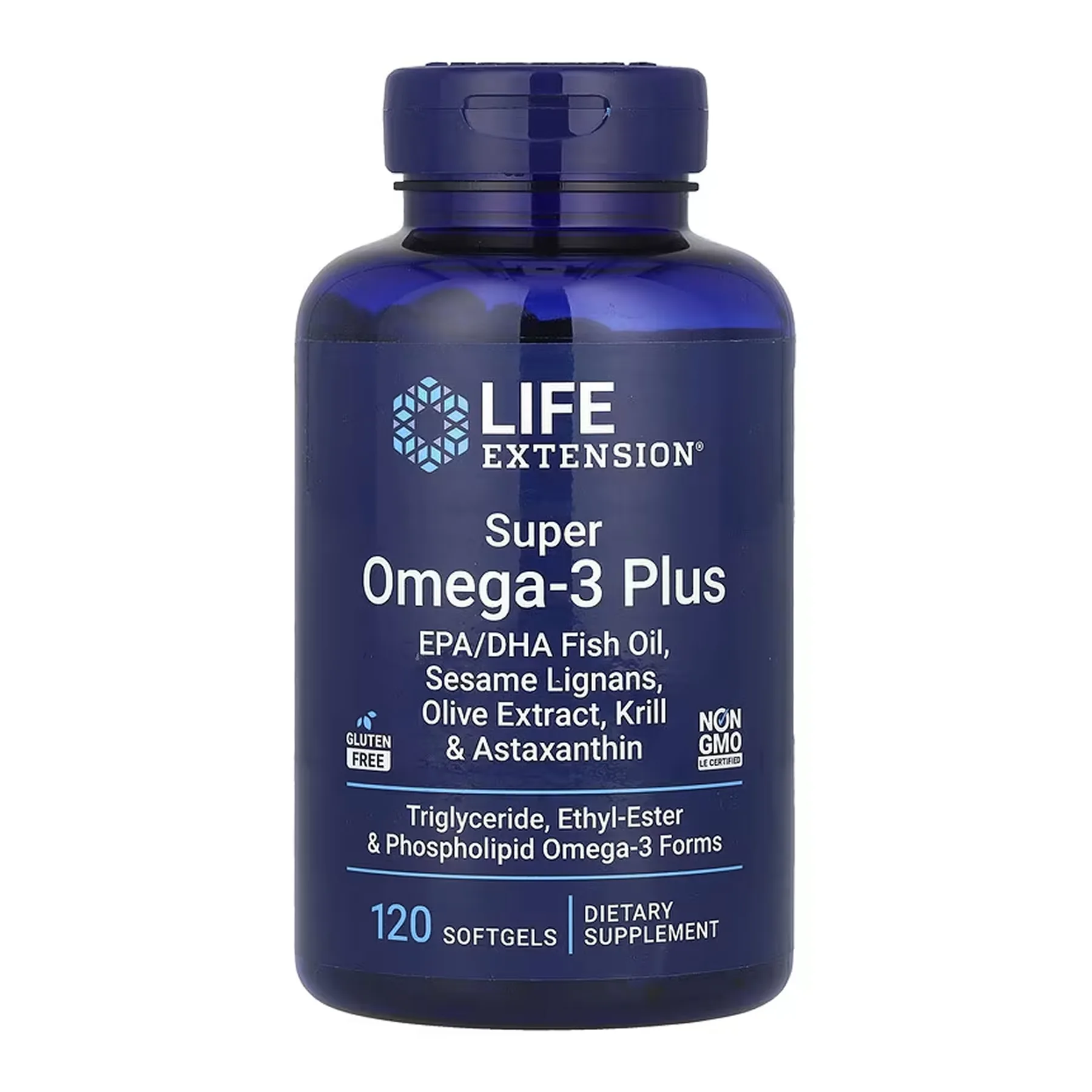 Super Omega-3 Plus EPA/DHA Fish Oil, Sesame Lignans, Olive Extract, Krill & Astaxanthin - 120 софтгель