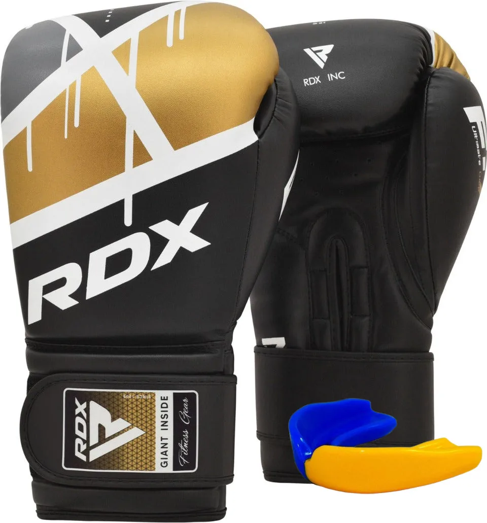 Боксерські рукавиці RDX F7 Ego Black Golden 16 унцій (капа у комплекті)